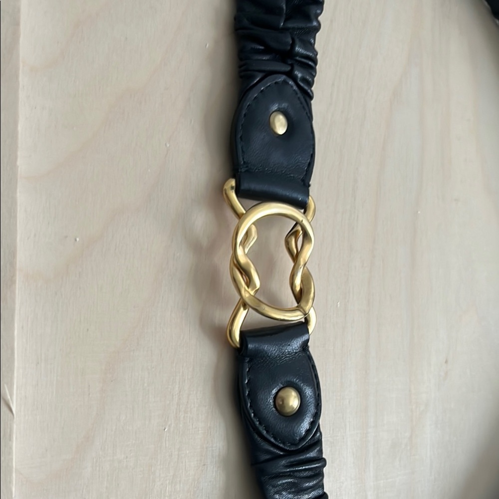 Mui mui black leather stretch belt made in Italy
